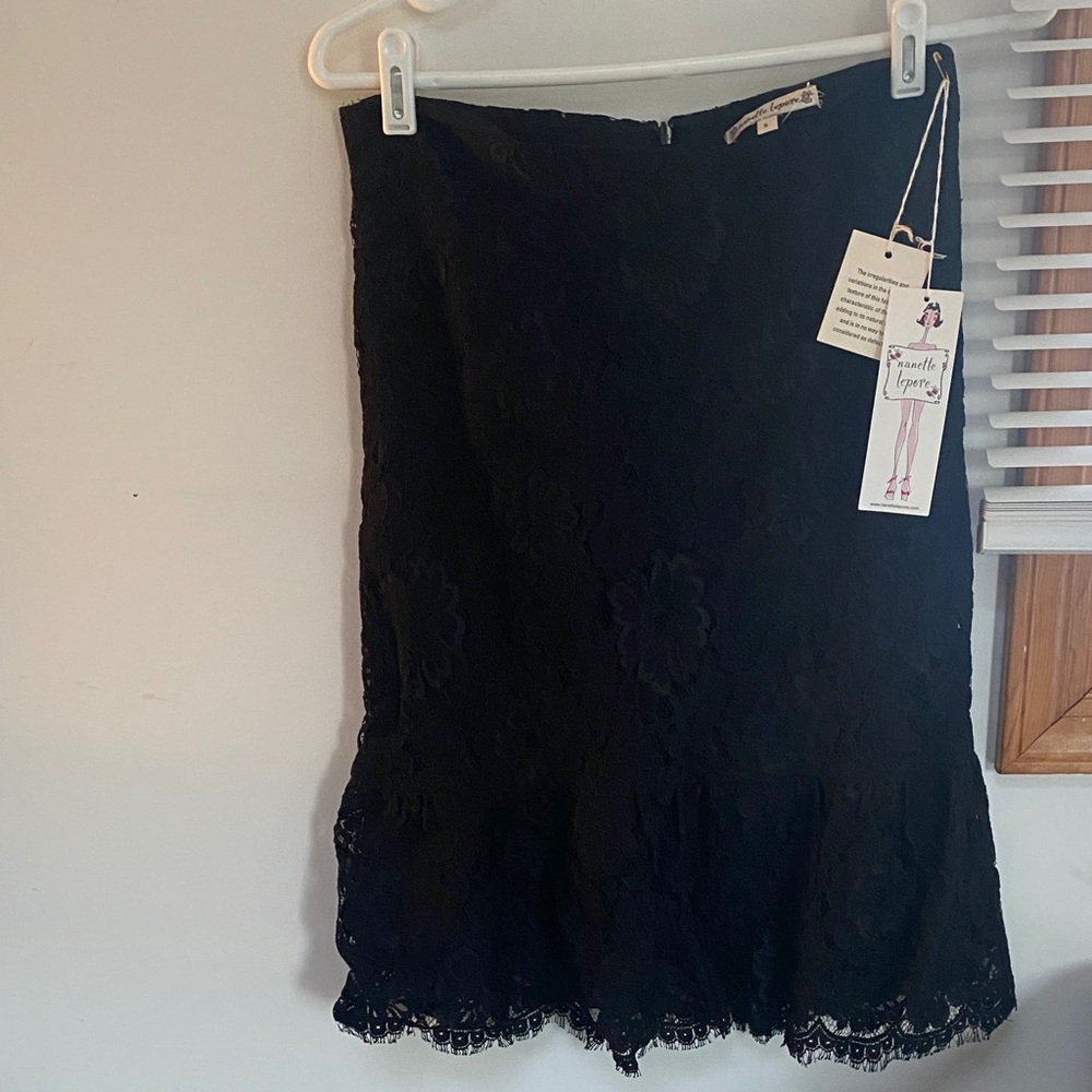 Nanette Lepore Black Lace Pencil Skirt